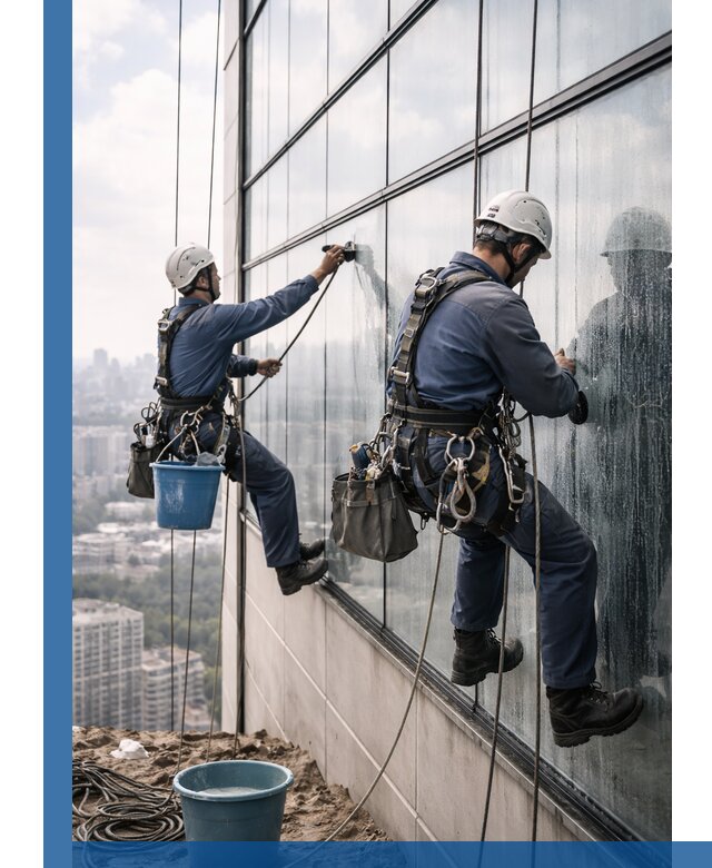 Профессиональная мойка фасадных окон альпинистами в Вязьме