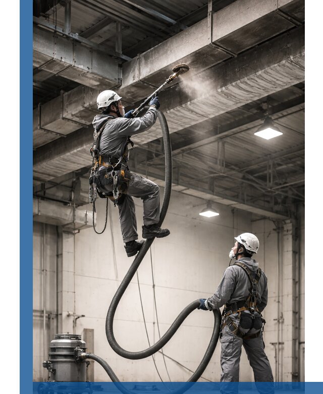 Обеспыливание потолочных конструкций в Вязьме промышленным альпинизмом