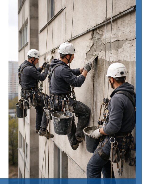 Ремонт бетонных элементов фасада в Вязьме от 2571 р. | ВЫСОТНИК-Взь