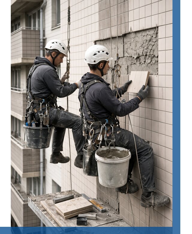 Ремонт облицовки фасада плиткой в Вязьме от 1851 р. | ВЫСОТНИК-Взь