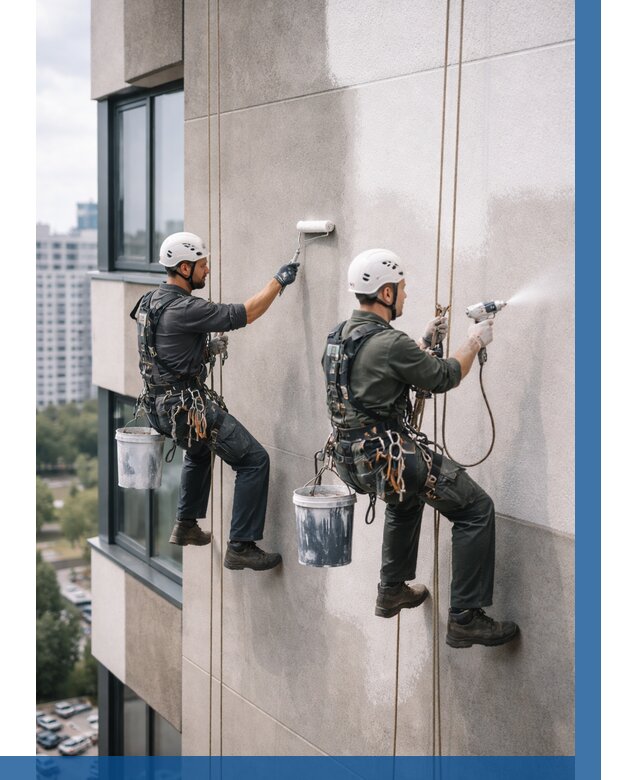 Покраска фасада альпинистами в Вязьме от 308 р. | ВЫСОТНИК-Взь