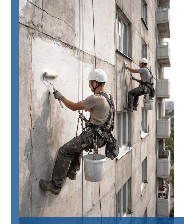 Покраска бетонного фасада в Вязьме для жилых и промышленных объектов