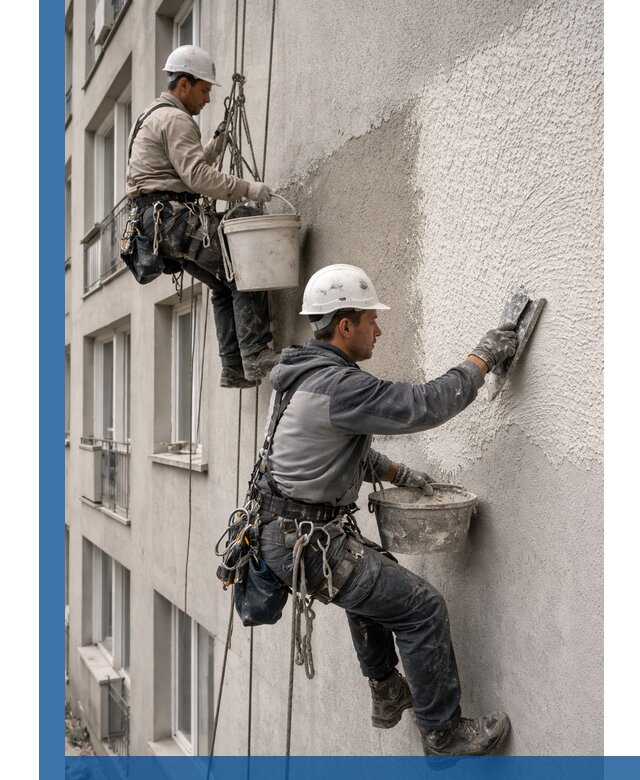 Нанесение декоративной штукатурки короед на фасад в Вязьме