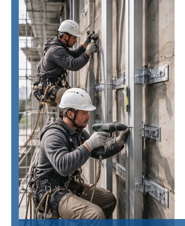 Монтаж и крепление подсистемы вентфасада в Вязьме