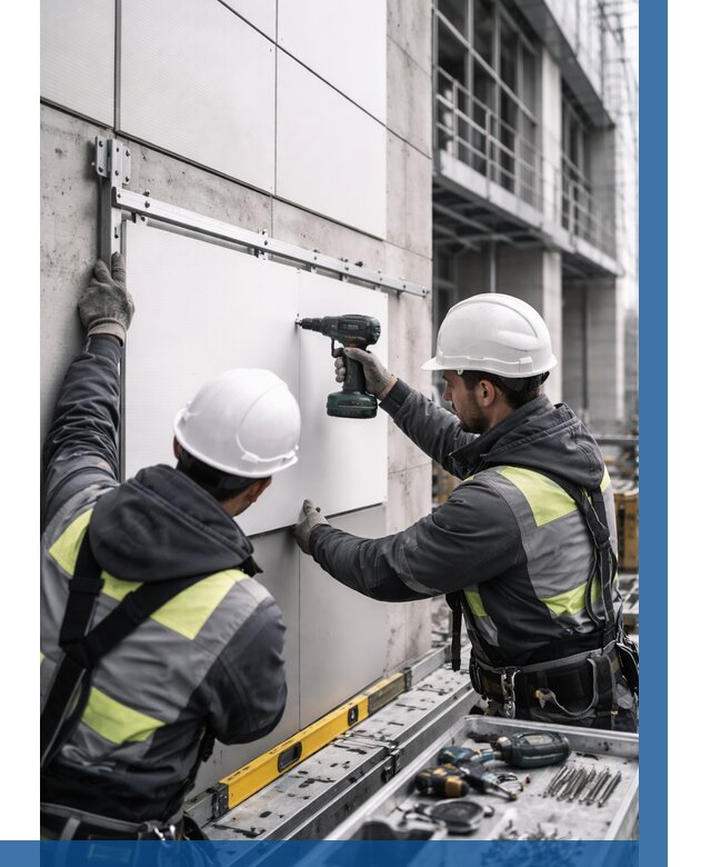 Монтаж композитных панелей фасада в Вязьме от 2571 р. | ВЫСОТНИК-Взь