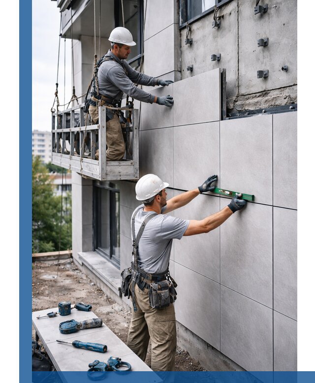 Монтаж керамогранита на фасад в Вязьме под ключ с гарантией качества