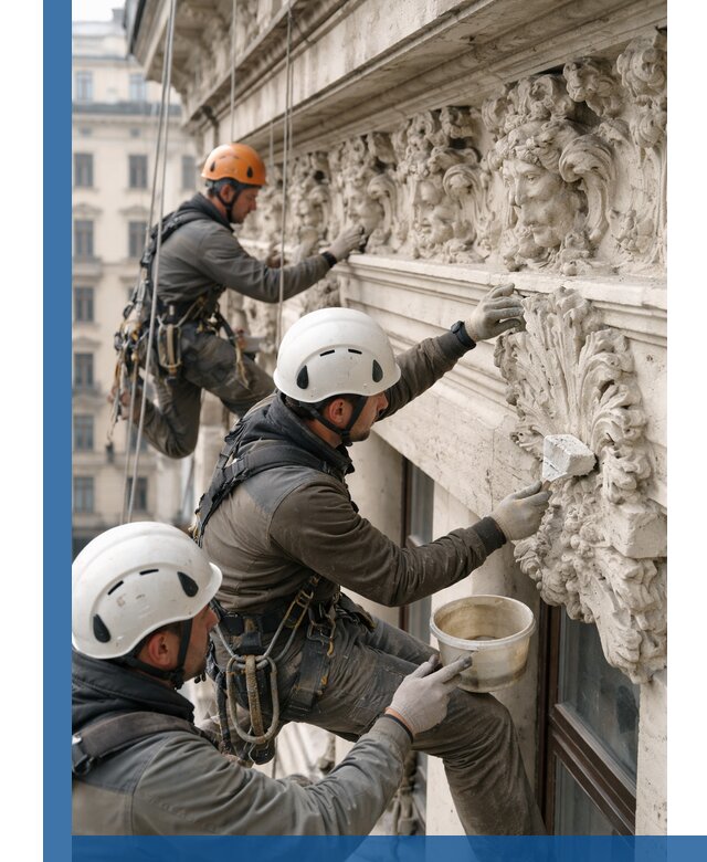 Реставрация фасадной лепнины с высотными работами в Вязьме