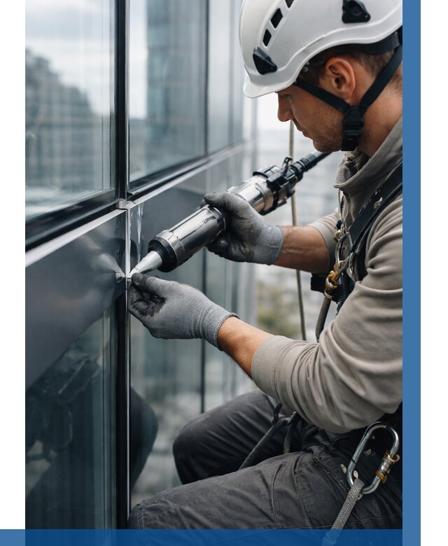 Герметизация стыков витража в Вязьме от 1234 р. | ВЫСОТНИК-Взь