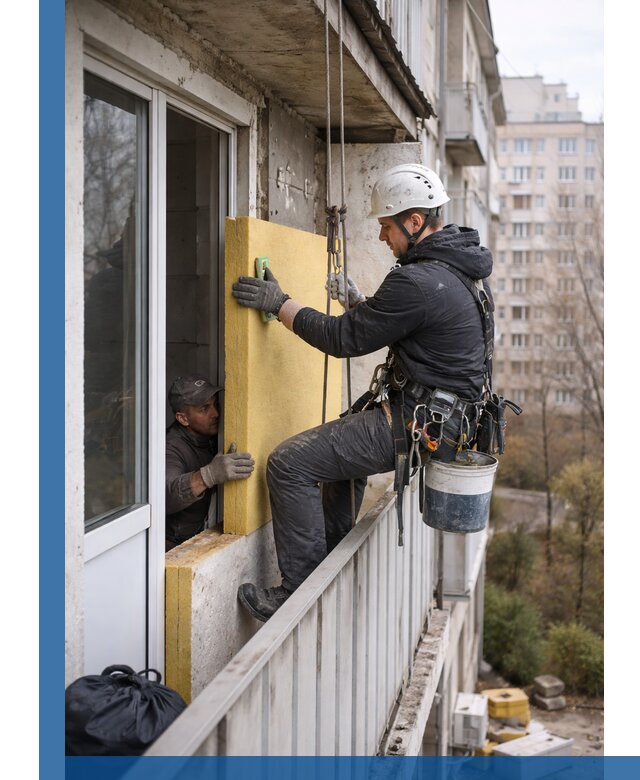 Профессиональное утепление балкона снаружи в Вязьме под ключ