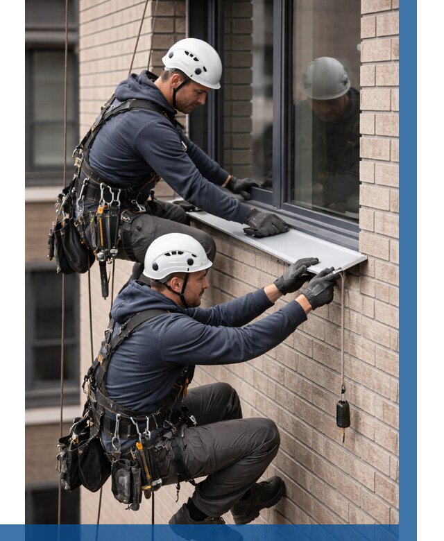 Монтаж оконных отливов под ключ в Вязьме от 3599 р. | ВЫСОТНИК-Взь