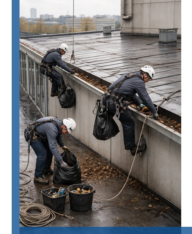 Очистка кровли по периметру в Вязьме силами промышленных альпинистов