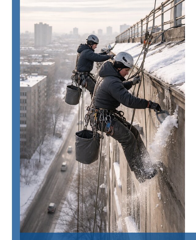 Очистка карнизов от снега в Вязьме профессионально и безопасно