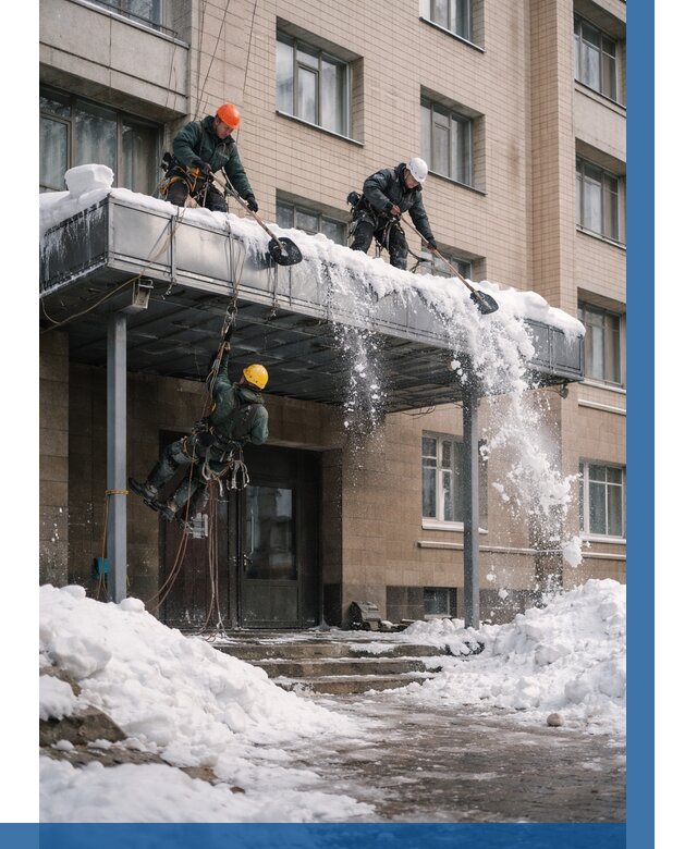 Очистка козырьков от снега в Вязьме от 3599 р. | ВЫСОТНИК-Взь