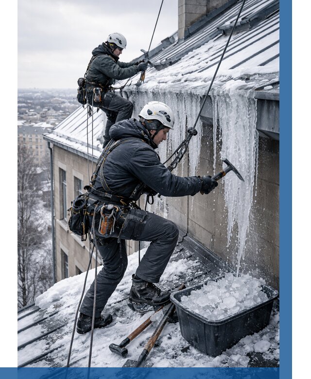 Удаление наледи с кровли в Вязьме от 5655 р. | ВЫСОТНИК-Взь