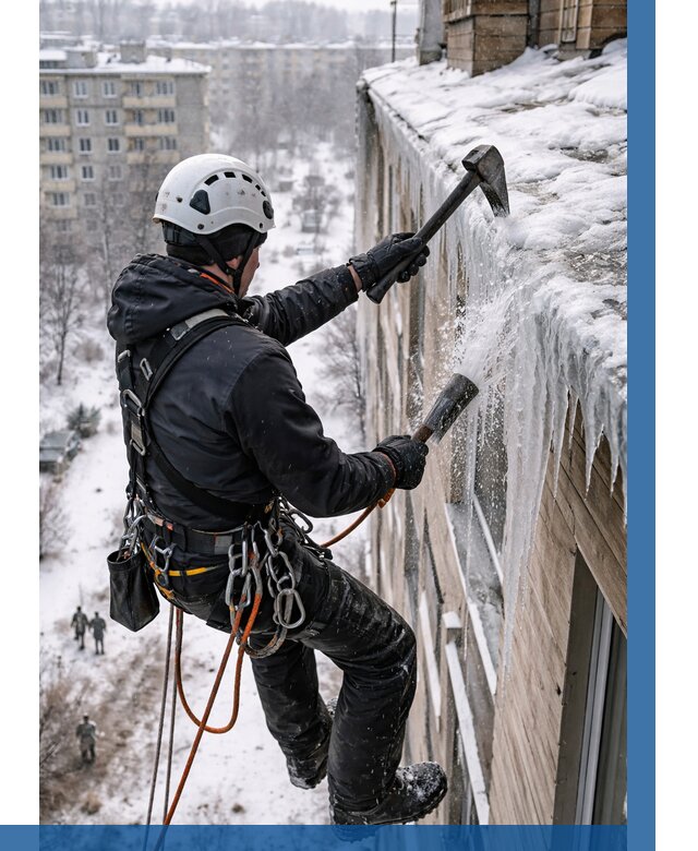 Сбивание сосулек с крыши в Вязьме по цене от 4627 р. | ВЫСОТНИК-Взь