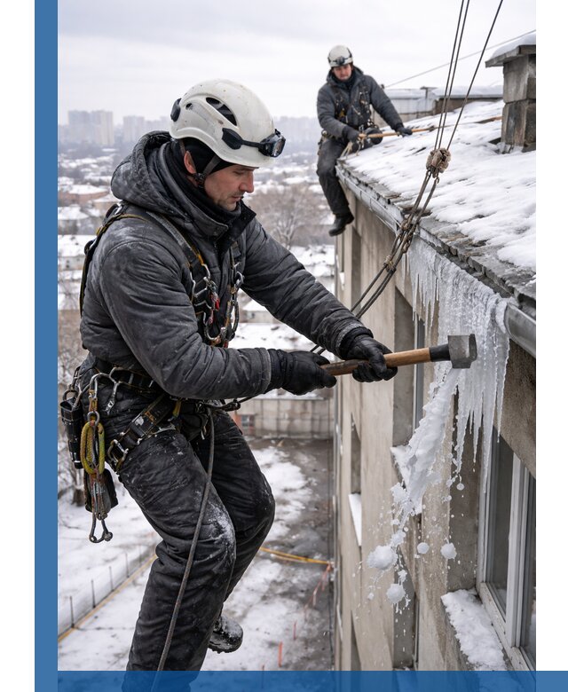 Сбивание и удаление сосулек с крыши в Вязьме безопасно