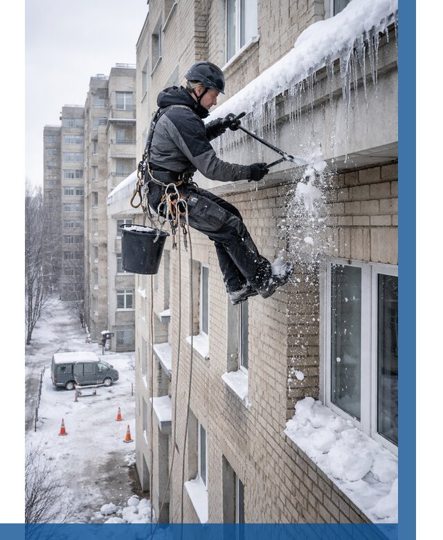 Удаление наледи с карнизов в Вязьме от 360 р. | ВЫСОТНИК-Взь