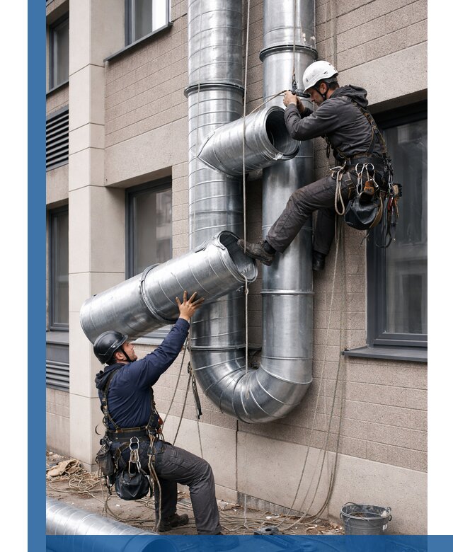 Монтаж фасадных воздуховодов в Вязьме с герметизацией и крепежом