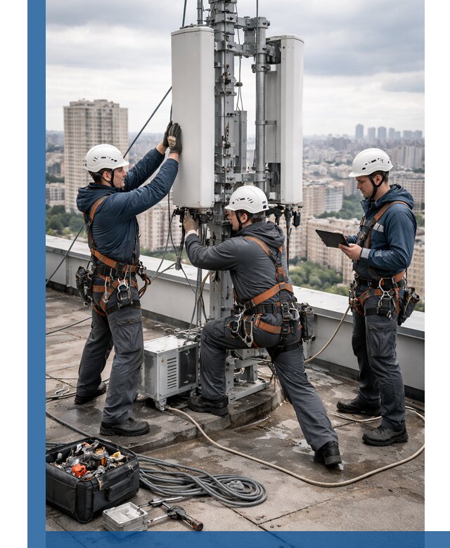 Монтаж антенн связи на крыше в Вязьме с вводом в эксплуатацию