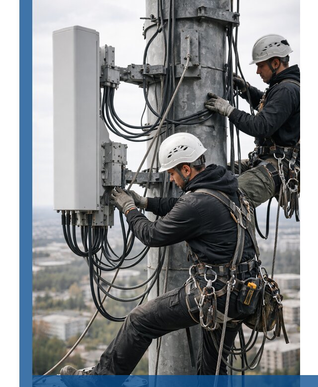 Монтаж оборудования связи на мачте в Вязьме с пусконаладкой