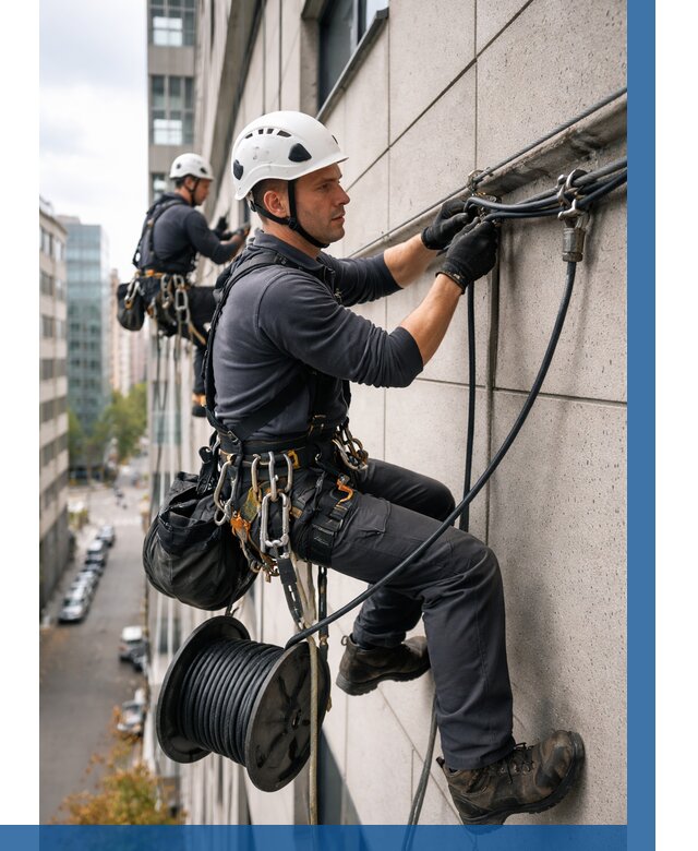 Прокладка кабеля по фасаду в Вязьме от 360 р. | ВЫСОТНИК-Взь