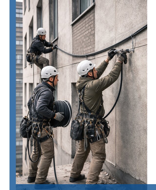 Прокладка кабеля по фасаду в Вязьме, профессиональный монтаж