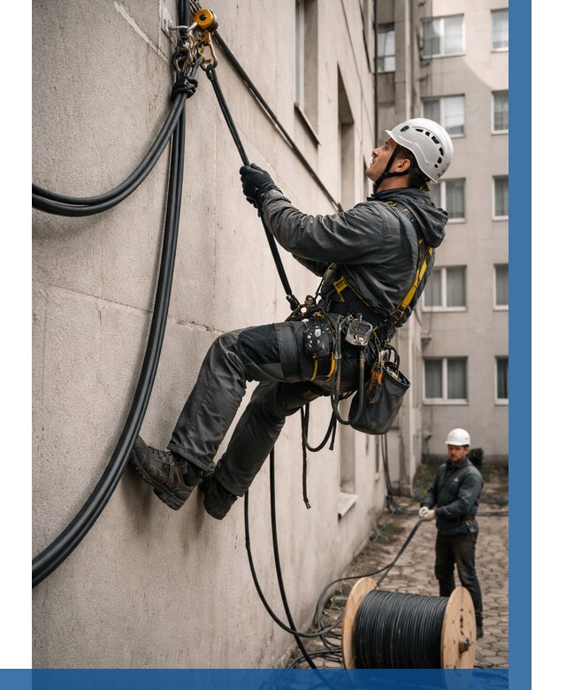 Протяжка кабеля питания на высоте в Вязьме от 463 р. | ВЫСОТНИК-Взь