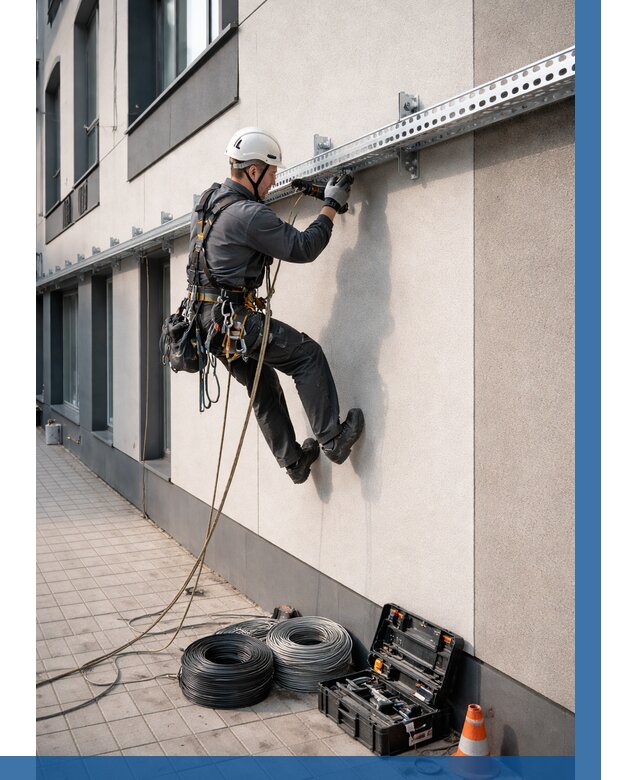 Монтаж кабельных лотков на фасаде в Вязьме от 1234 р. | ВЫСОТНИК-Взь