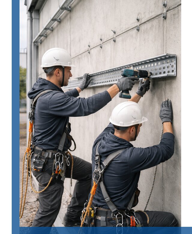 Монтаж кабельных лотков на фасаде зданий в Вязьме с гарантией