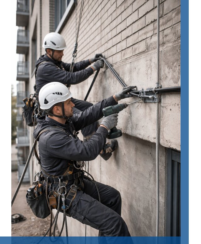 Крепление кабеля на фасаде в Вязьме от 360 р. | ВЫСОТНИК-Взь