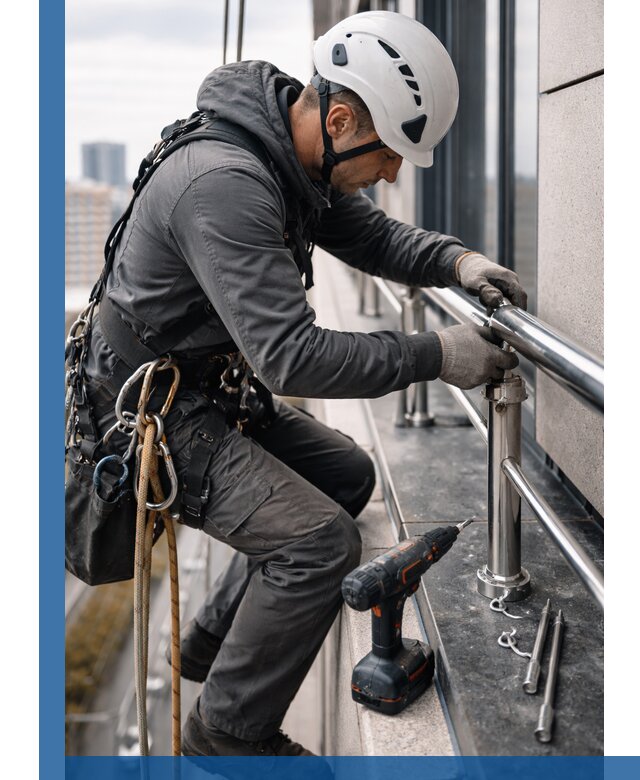 Монтаж ограждений на высоте в Вязьме для зданий и конструкций