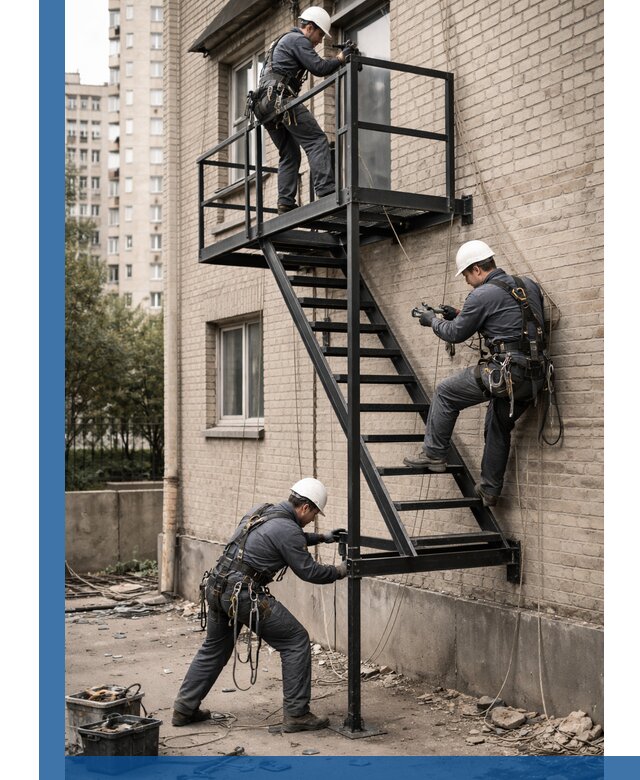 Монтаж пожарной лестницы в Вязьме, установка и крепление