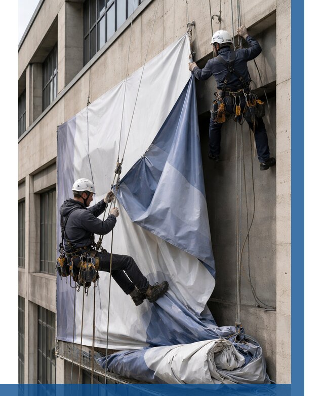 Демонтаж баннеров с фасада в Вязьме от 4627 р. | ВЫСОТНИК-Взь