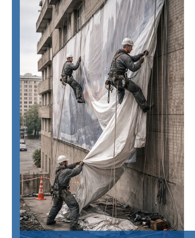 Демонтаж баннеров с фасада в Вязьме оперативно и безопасно
