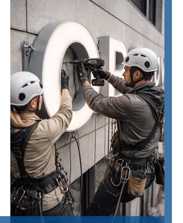 Монтаж световых букв в Вязьме от 3085 р. под ключ ВЫСОТНИК-Взь