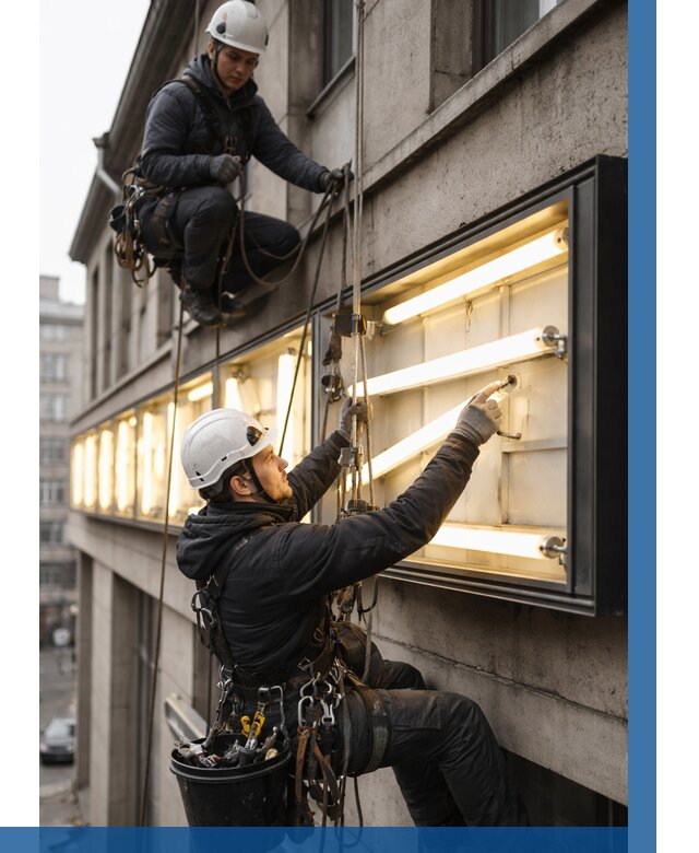 Замена ламп в вывеске в Вязьме под ключ от 3599 р. | ВЫСОТНИК-Взь