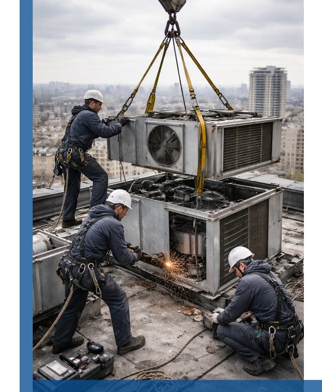 Демонтаж крышной установки в Вязьме любой сложности