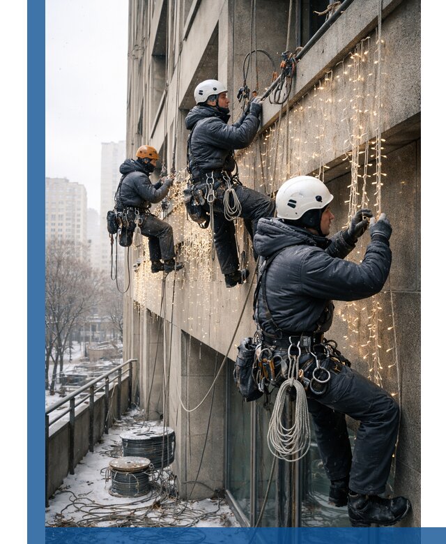 Монтаж новогодней иллюминации и украшение фасадов в Вязьме