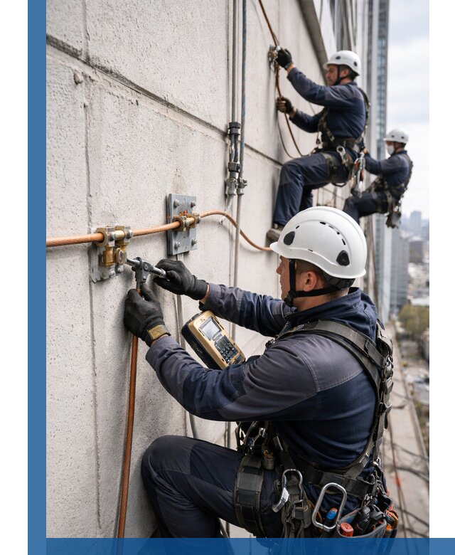 Монтаж системы заземления здания и молниезащиты в Вязьме