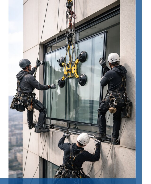 Монтаж стеклопакетов на высоте в Вязьме от 3290 р. | ВЫСОТНИК-Взь