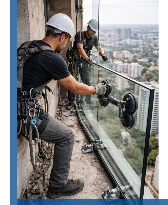 Монтаж стеклянных ограждений под ключ с гарантией в Вязьме