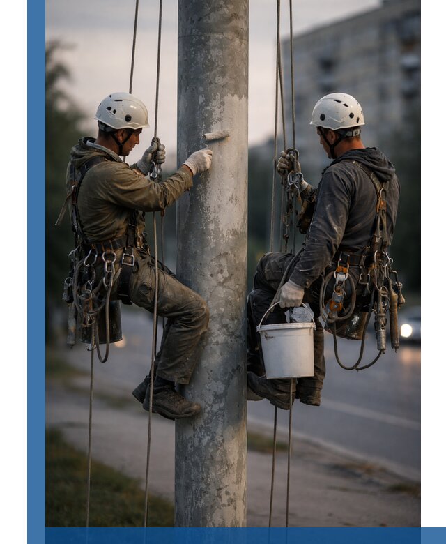 Покраска опор освещения и антикоррозийная защита в Вязьме