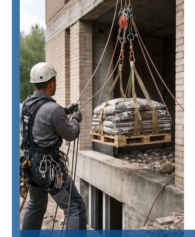 Подъем материалов на этаж веревками в Вязьме оперативно