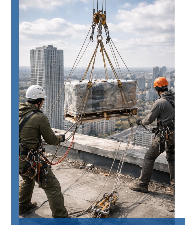 Подъем и монтаж крупногабаритных грузов на крышу в Вязьме