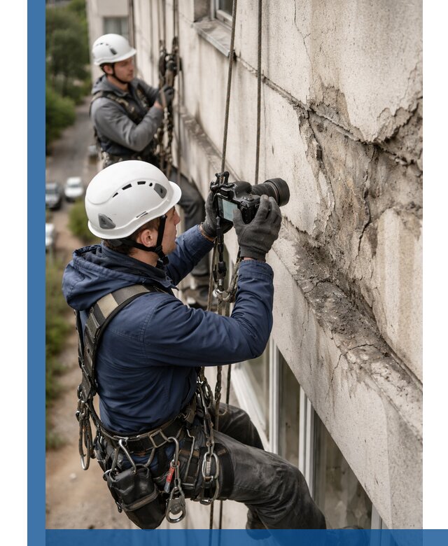 Фотофиксация дефектов фасада с высотной съемкой в Вязьме