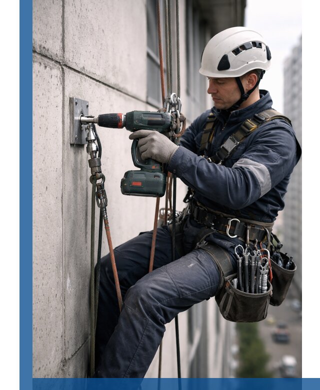 Установка анкерных точек для высотных работ в Вязьме