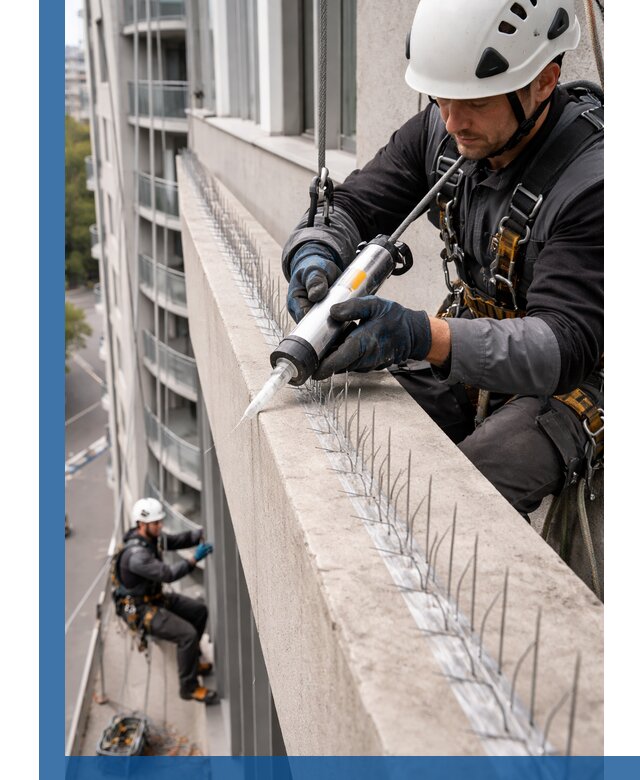 Установка шипов от птиц на фасадах и кровлях в Вязьме